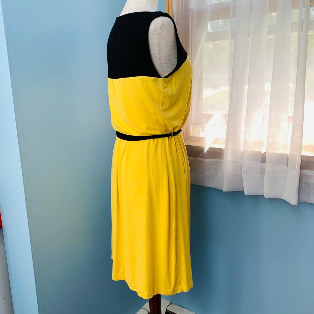 New York & Co. Yellow and Black Sleeveless Dress Size Medium - Picture 4 of 7